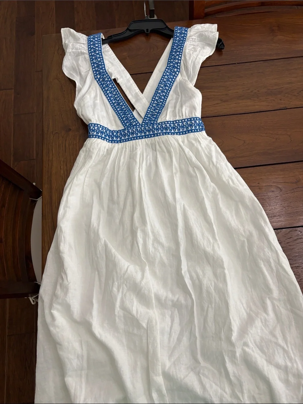 J. Crew White Sundress with Blue Trim